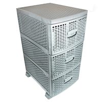 Комод пластиковый под плетеный ротанг на 3 ящика (серый)
