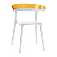 Кресло Papatya Luna белое сиденье, верх прозрачно-оранжевый