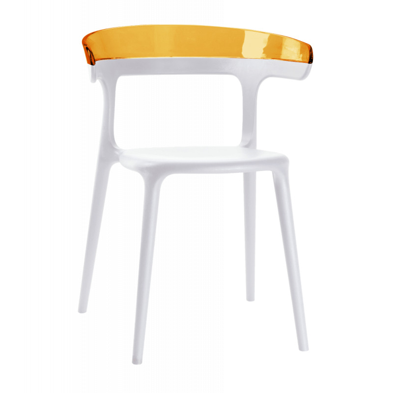 Крісло Papatya Luna біле сидіння, верх прозоро-помаранчевий
