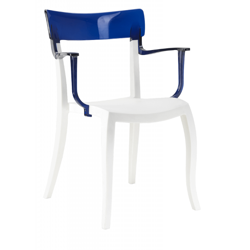 Кресло Papatya Hera-K белое сиденье, верх прозрачно-синий