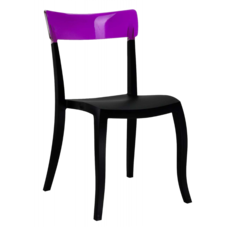 Стілець Papatya Hera-S чорне сидіння, верх прозоро-пурпурний