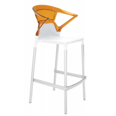Барное кресло Papatya Ego-K белое сиденье, верх прозрачно-оранжевый
