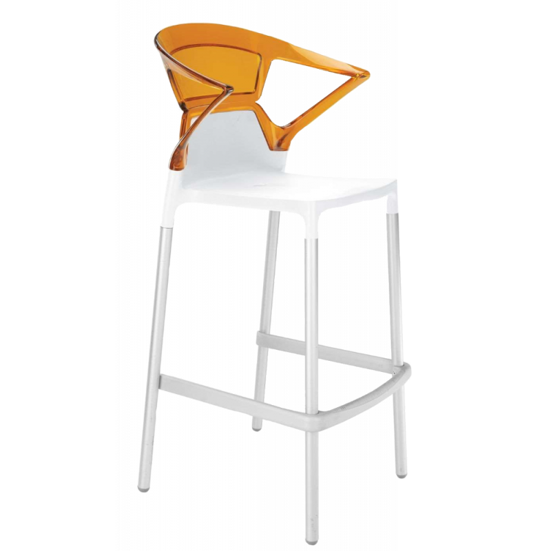 Барное кресло Papatya Ego-K белое сиденье, верх прозрачно-оранжевый