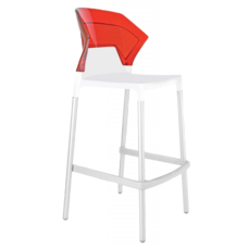Барный стул Papatya Ego-S белое сиденье, верх прозрачно-красный