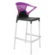 Барне крісло Papatya Ego-K чорне сидіння, верх прозоро-пурпурний
