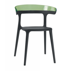 Кресло Papatya Luna черное сиденье, верх прозрачно-зеленый