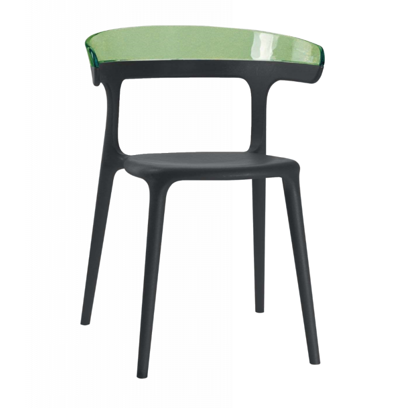Кресло Papatya Luna черное сиденье, верх прозрачно-зеленый