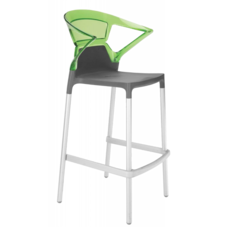 Барное кресло Papatya Ego-K антрацит сиденье, верх прозрачно-зеленый