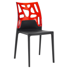 Стул Papatya Ego-Rock черное сиденье, верх прозрачно-красный