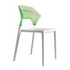 Стілець Papatya Ego-S біле сидіння, верх прозоро-зелений