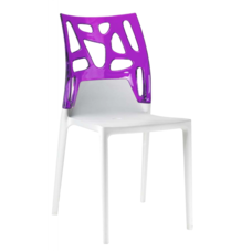 Стілець Papatya Ego-Rock біле сидіння, верх прозоро-пурпурний