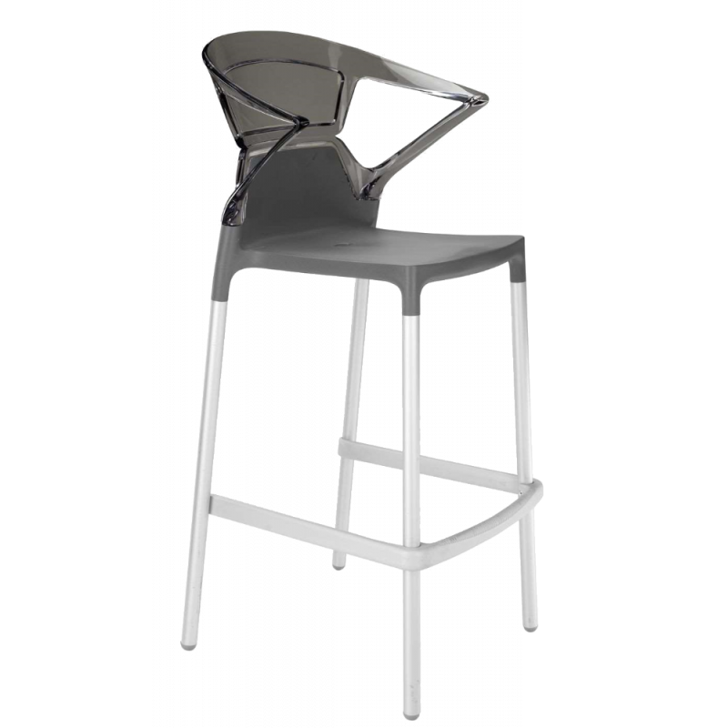 Барное кресло Papatya Ego-K антрацит сиденье, верх прозрачно-дымчатый