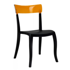 Стілець Papatya Hera-S чорне сидіння, верх прозоро-помаранчевий