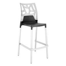 Барный стул Papatya Ego-Rock антрацит сиденье, верх прозрачно-чистый