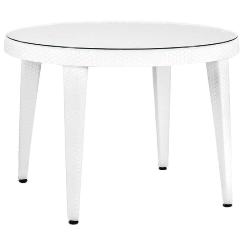 Стол Tilia Osaka d110 см столешница из стекла, ножки пластиковые белая слоновая кость