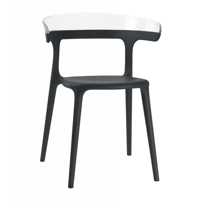 Кресло Papatya Luna черное сиденье, верх прозрачно-чистый