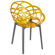 Кресло Papatya Flora прозрачно-желтое сиденье, низ антрацит