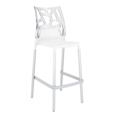 Барний стілець Papatya Ego-Rock біле сидіння, верх прозоро-чистий