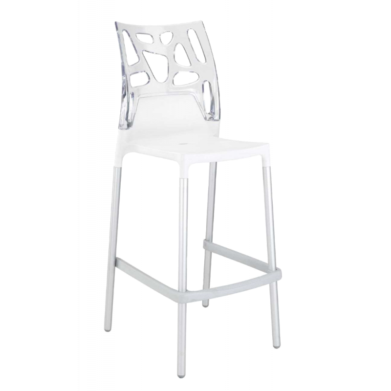 Барный стул Papatya Ego-Rock белое сиденье, верх прозрачно-чистый