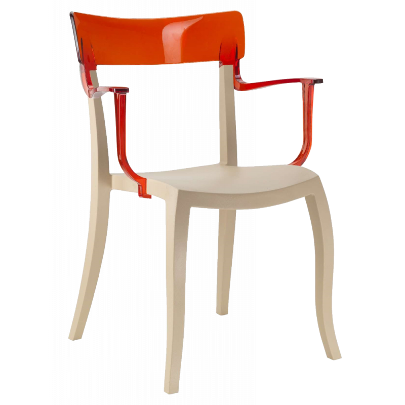 Крісло Papatya Hera-K пісочно-бежеве сидіння, верх прозоро-червоний