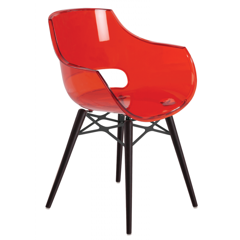 Кресло Papatya Opal-Wox прозрачно-красный, рама лакированный бук венге