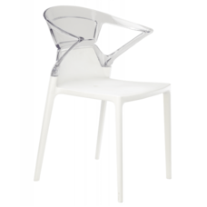 Крісло Papatya Ego-K біле сидіння, верх прозоро-чистий