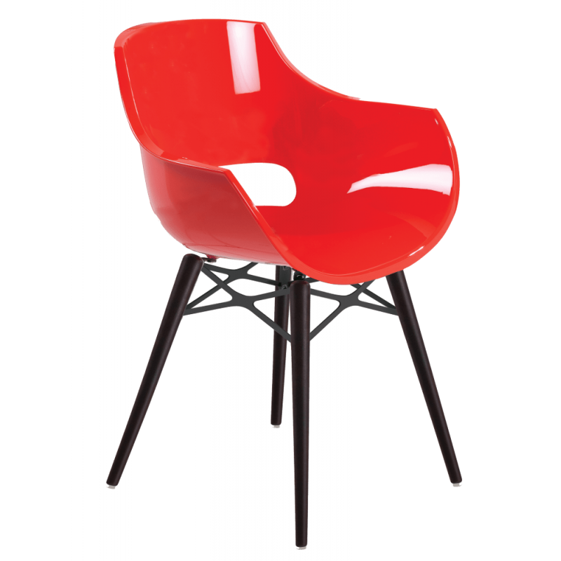 Кресло Papatya Opal-Wox красный, рама лакированный бук венге