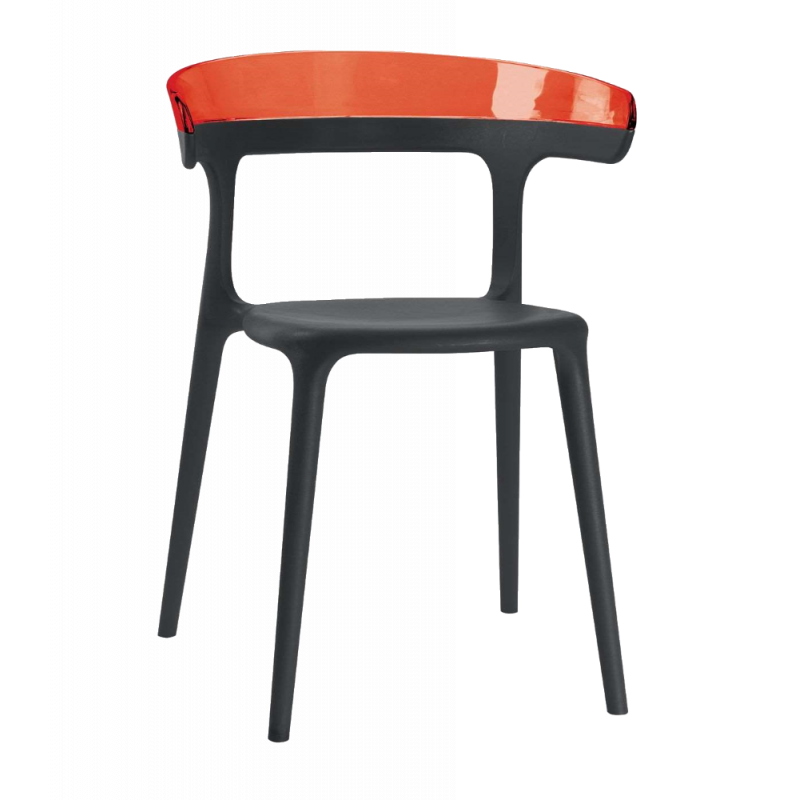 Крісло Papatya Luna чорне сидіння, верх прозоро-червоний