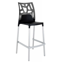 Барный стул Papatya Ego-Rock черное сиденье, верх прозрачно-дымчатый