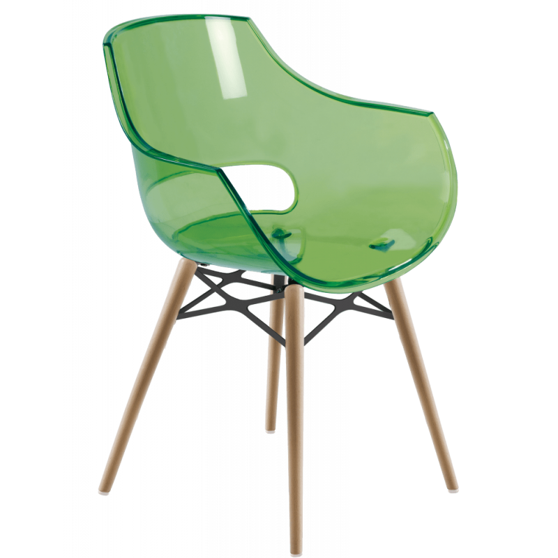 Кресло Papatya Opal-Wox прозрачно-зеленое, рама натуральный бук