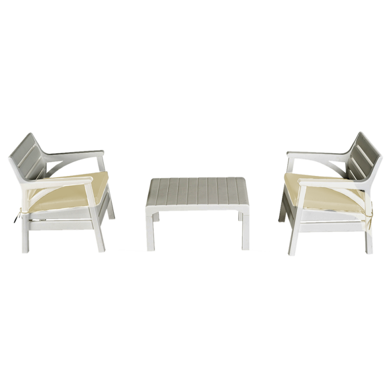 Набор мебели Irak Plastik Барселона (2 кресла + столик) белый