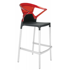 Барне крісло Papatya Ego-K чорне сидіння, верх прозоро-червоний