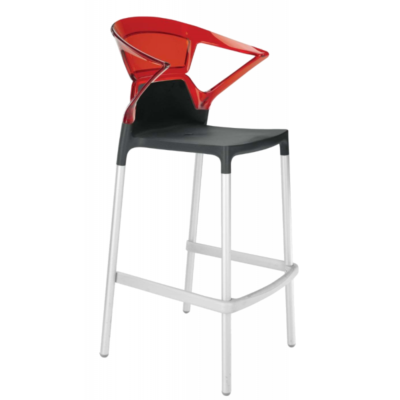 Барное кресло Papatya Ego-K черное сиденье, верх прозрачно-красный