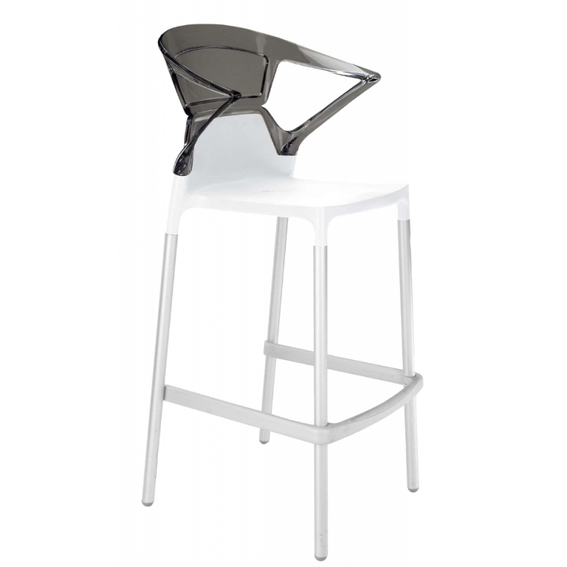 Барное кресло Papatya Ego-K белое сиденье, верх прозрачно-дымчатый