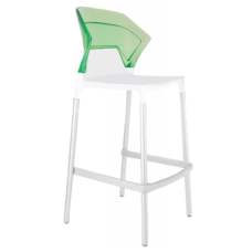 Барный стул Papatya Ego-S белое сиденье, верх прозрачно-зеленый
