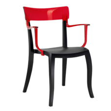 Крісло Papatya Hera-K чорне сидіння, верх прозоро-червоний