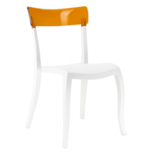 Стілець Papatya Hera-S біле сидіння, верх прозоро-помаранчевий