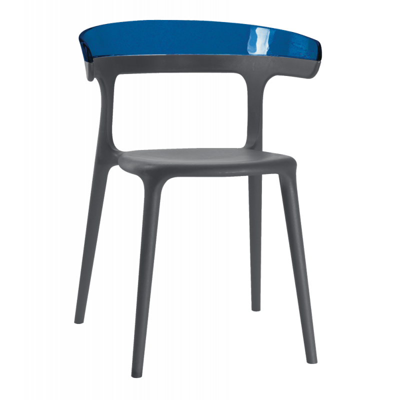 Кресло Papatya Luna антрацит сиденье, верх прозрачно-синий