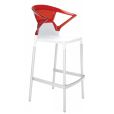 Барное кресло Papatya Ego-K белое сиденье, верх прозрачно-красный