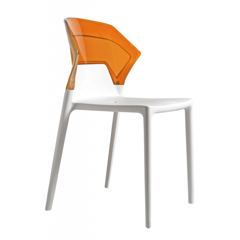 Стілець Papatya Ego-S біле сидіння, верх прозоро-помаранчевий