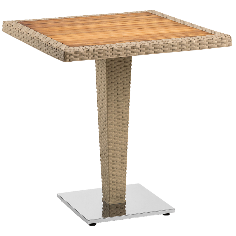 Стол Tilia Antares 70x70 см столешница ироко, база нержавеющая сталь цвет кофе