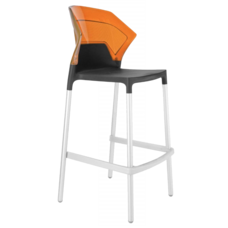 Барный стул Papatya Ego-S антрацит сиденье, верх прозрачно-оранжевый