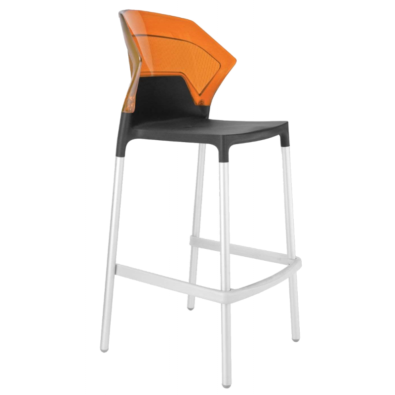 Барний стілець Papatya Ego-S антрацит сидіння, верх прозоро-помаранчевий