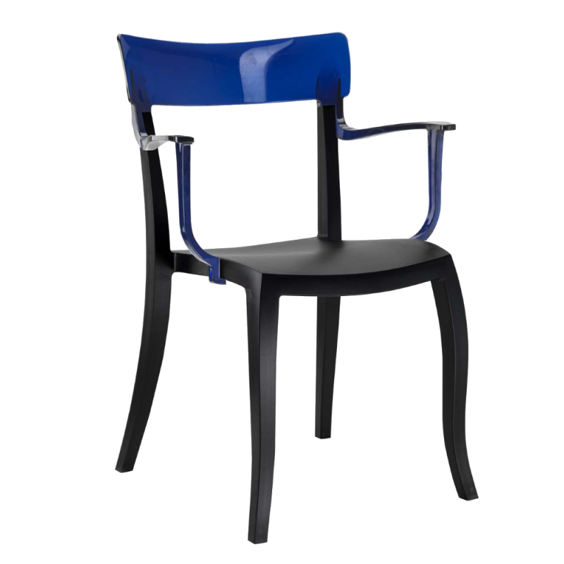 Кресло Papatya Hera-K черное сиденье, верх прозрачно-синий