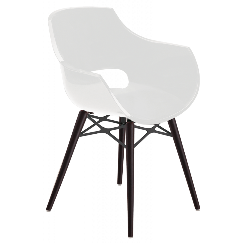 Кресло Papatya Opal-Wox белый, рама лакированный бук венге