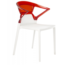Крісло Papatya Ego-K біле сидіння, верх прозоро-червоний