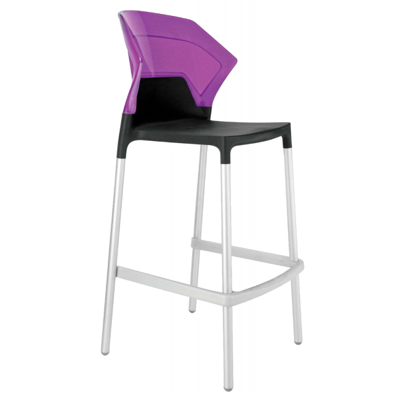 Барный стул Papatya Ego-S черное сиденье, верх прозрачно-пурпурный