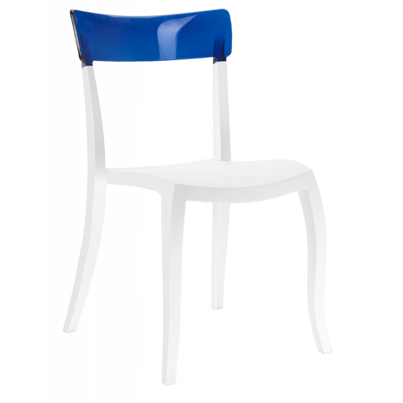 Стул Papatya Hera-S белое сиденье, верх прозрачно-синий