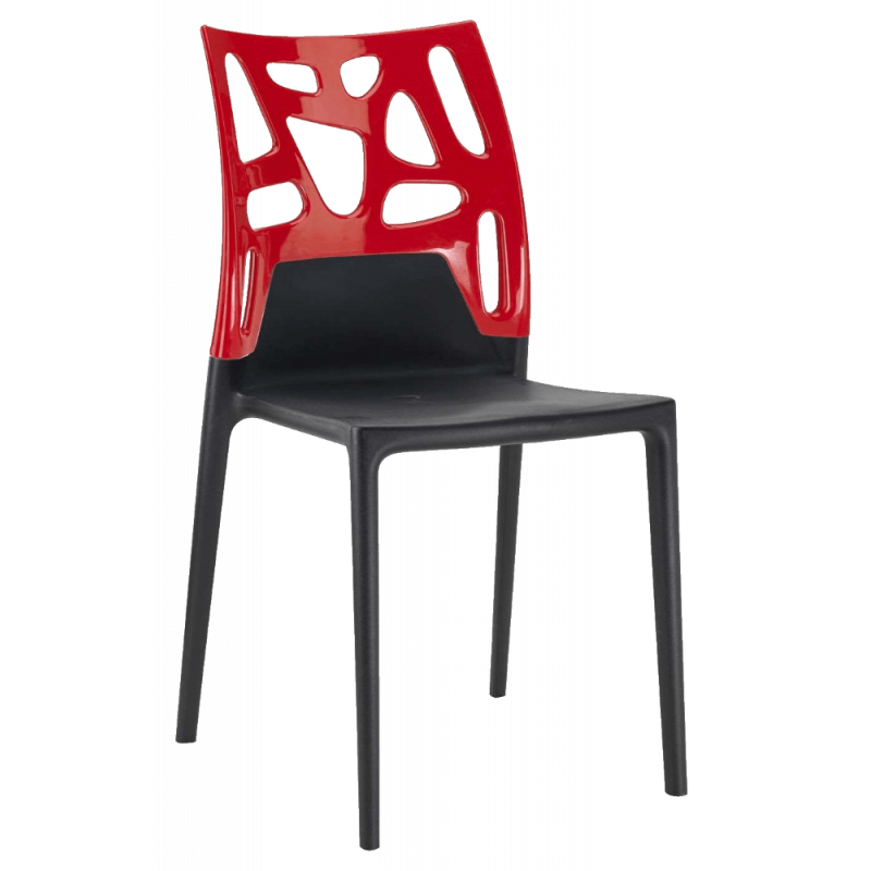 Стул Papatya Ego-Rock черное сиденье, верх красный
