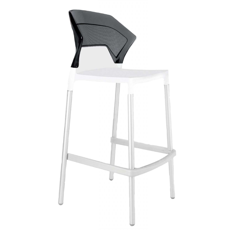 Барный стул Papatya Ego-S белое сиденье, верх прозрачно-дымчатый